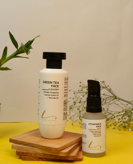 Dry Skin Daily Routine Combo (Green Tea Cleanser + Vitamin E Serum)
