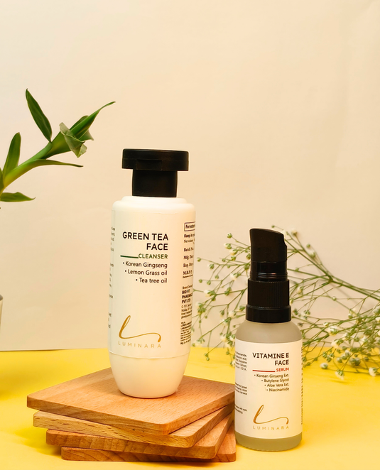 Dry Skin Daily Routine Combo (Green Tea Cleanser + Vitamin E Serum)