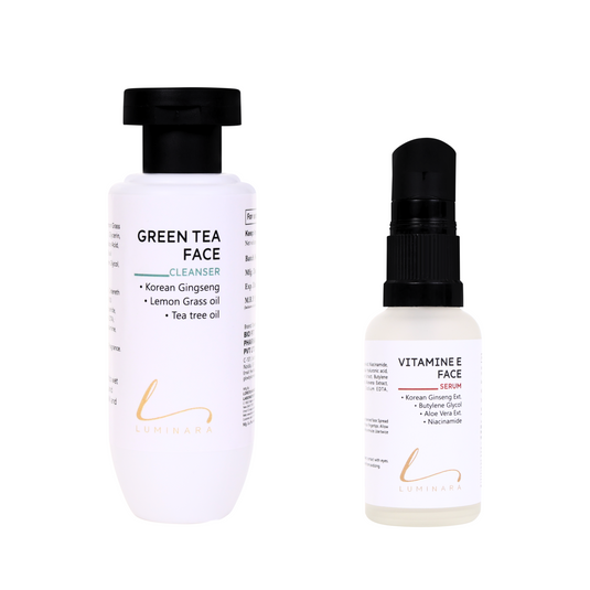 Dry Skin Daily Routine Combo (Green Tea Cleanser + Vitamin E Serum)