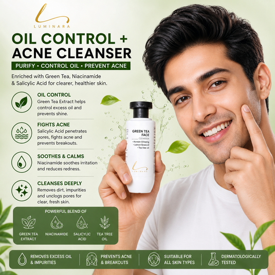 Men's Oil Control + Acne Cleanser  Enriched with Green Tea, Niacin-amide & Salicylic Acid