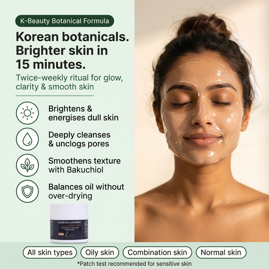 Korean Ginseng Face Mask with Rice Water, Hyaluronic Acid & Bakuchiol | Tanning and Dead Skin